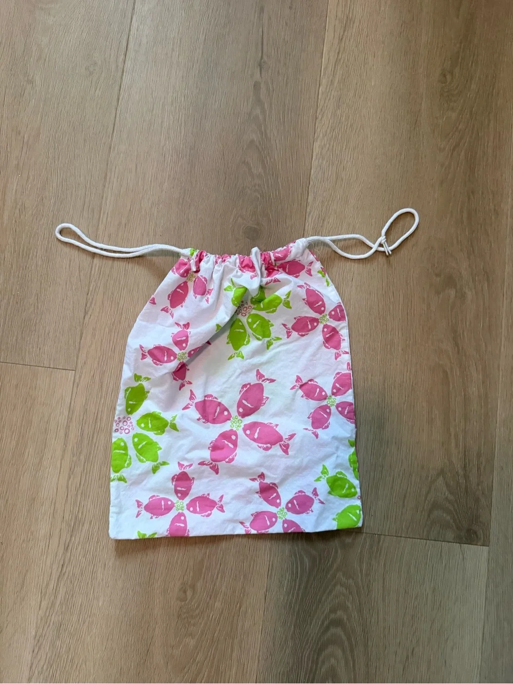 Lilly Pulitzer Vintage y2k riding the waves Pink  Green Drawstring Accessory Bag